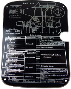 Schemat smarowania tabliczka na bak BMW R-75 Sahara
